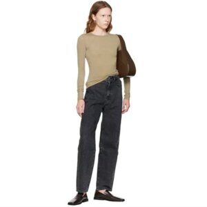 AMOMENTO Recycled Cotton Wide Leg Jeans Soft Wash Black Size1 (Small/4)